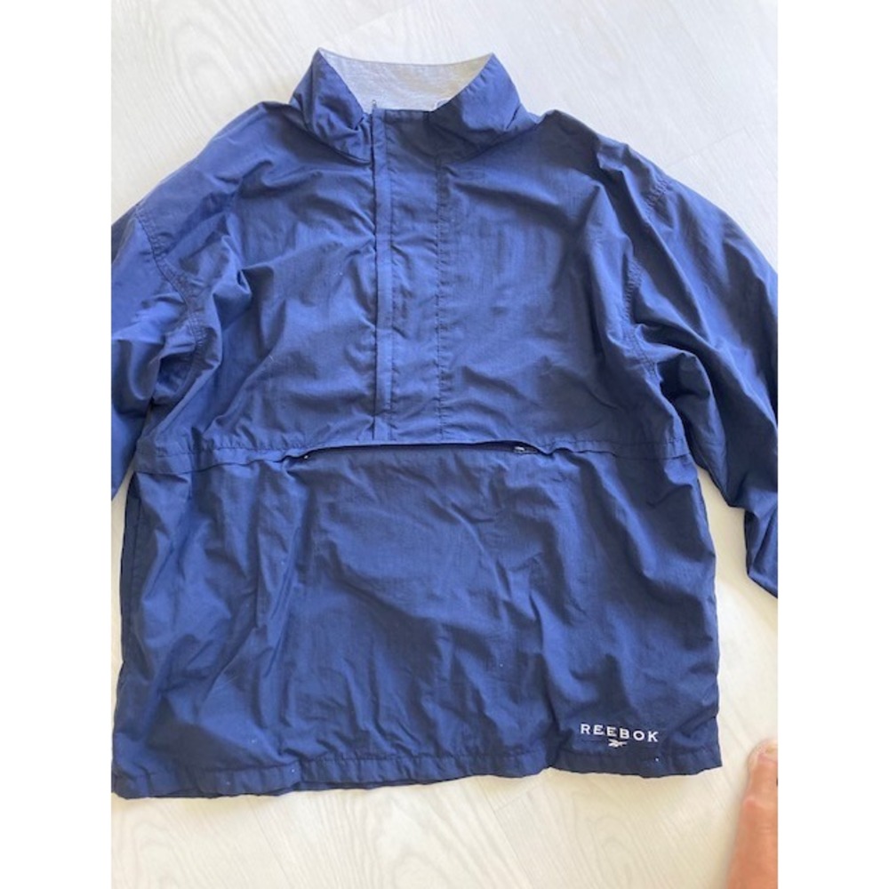 Vintage Reebok 1/2 Zip Pull Over Blue 26 x 30 With Front zip pocket Mock Neck 2x